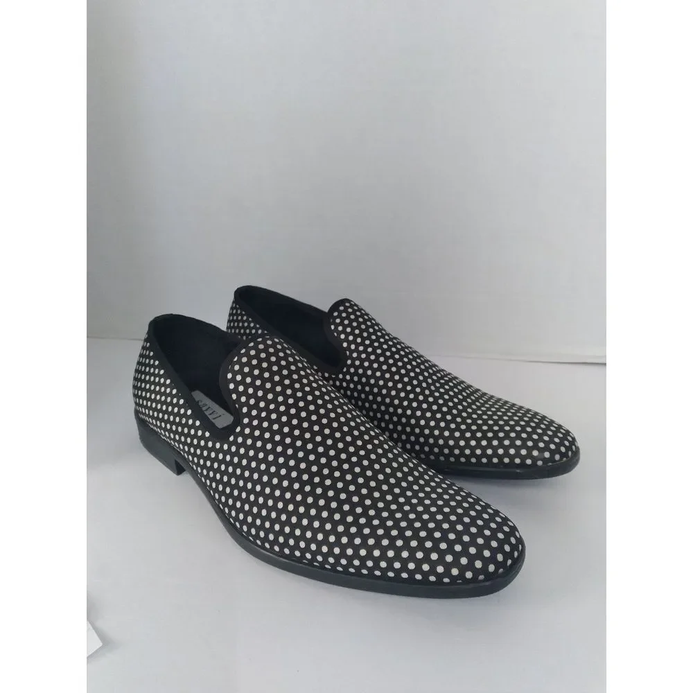 Stylish‎ Black and White Polka Dot Loafers Slip-On Dress Shoes
